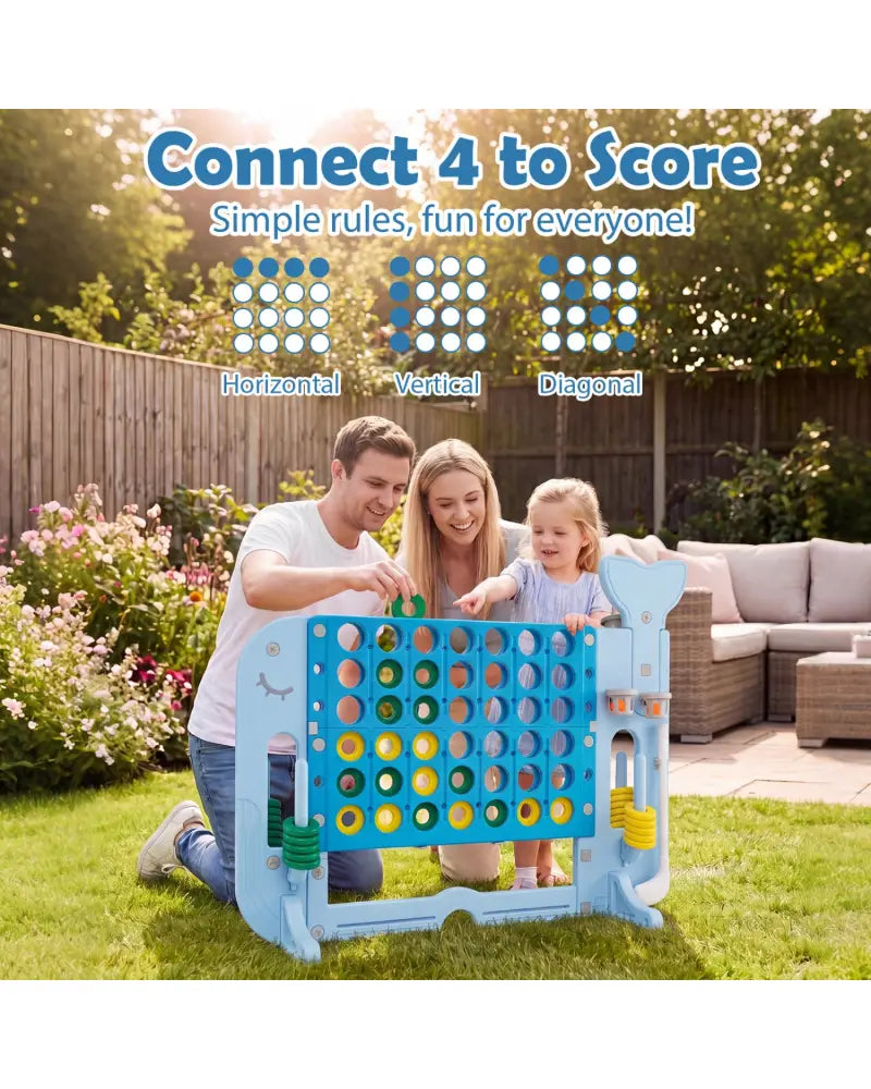 Giant 4-to-Score Game Set Jumbo Connect Four Game with Ring-toss-Blue - Blue - Lawn Games