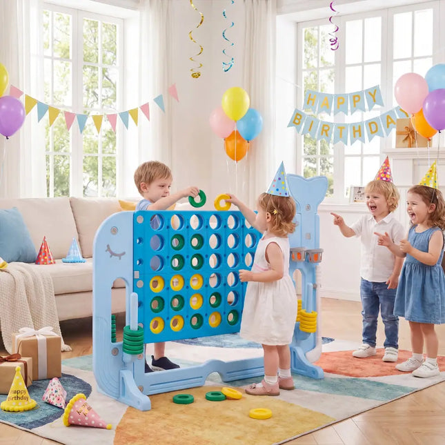 Giant 4-to-Score Game Set Jumbo Connect Four Game with Ring-toss-Blue - Blue - Lawn Games