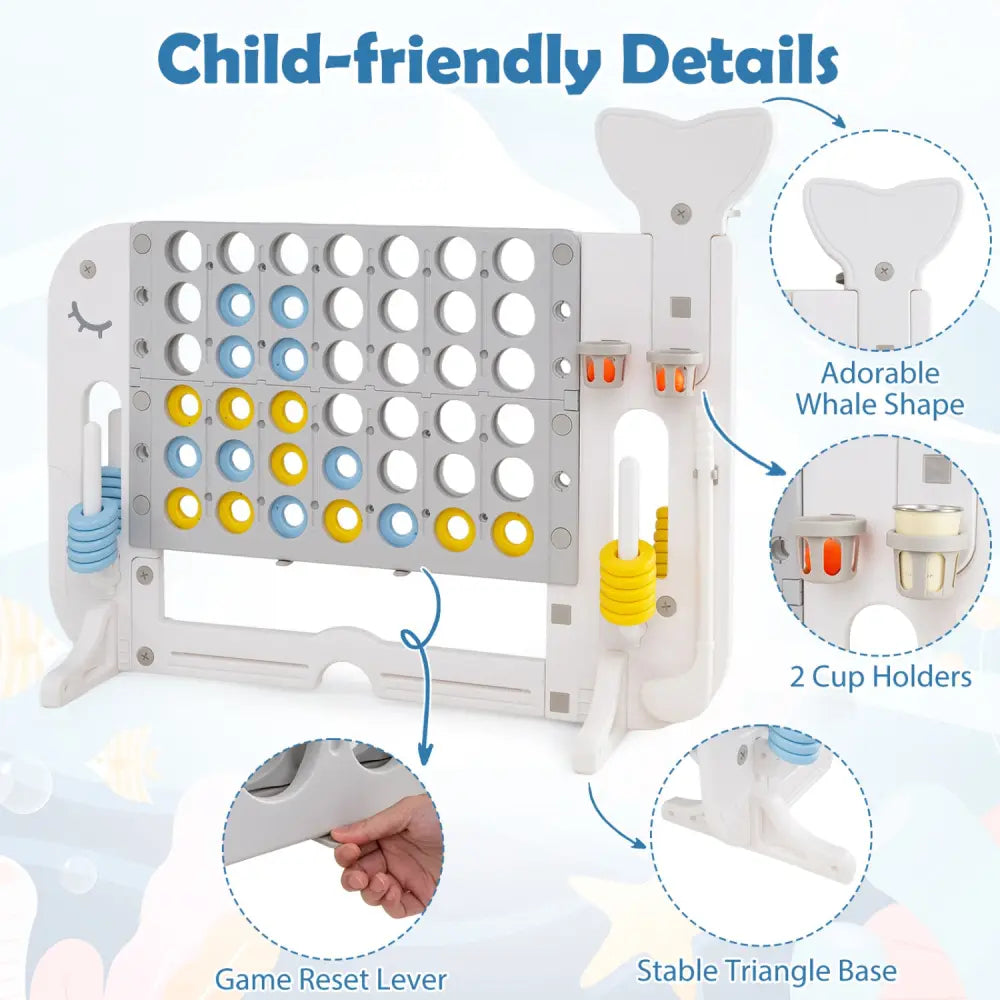 Giant 4-to-Score Game Set Jumbo Connect Four Game with Ring-toss-Gray - Gray - Lawn Games