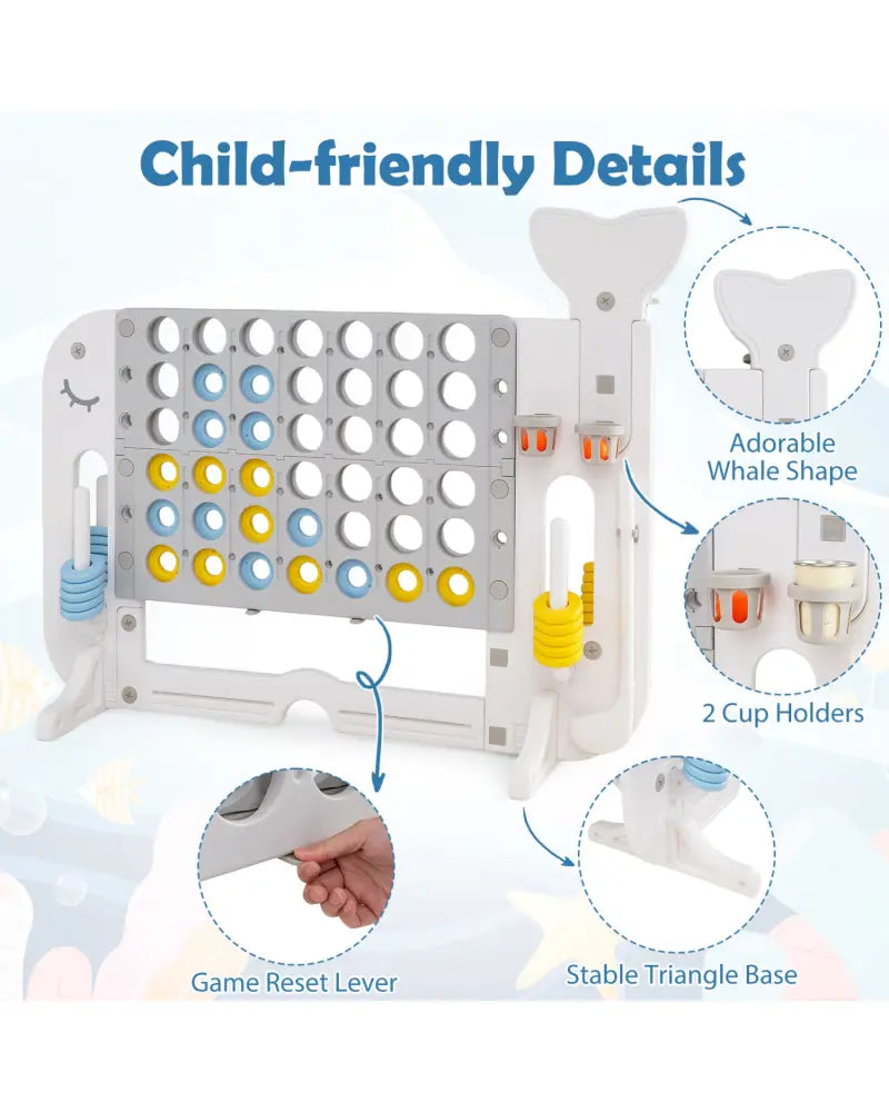Giant 4-to-Score Game Set Jumbo Connect Four Game with Ring-toss-Gray - Gray - Lawn Games