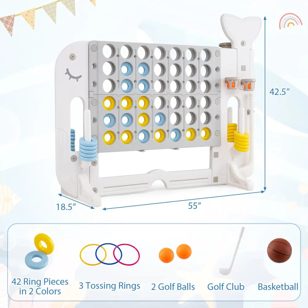 Giant 4-to-Score Game Set Jumbo Connect Four Game with Ring-toss-Gray - Gray - Lawn Games
