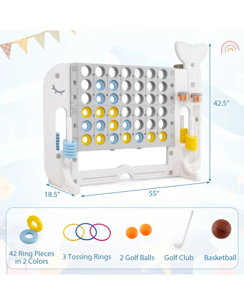 Giant 4-to-Score Game Set Jumbo Connect Four Game with Ring-toss-Gray - Gray - Lawn Games