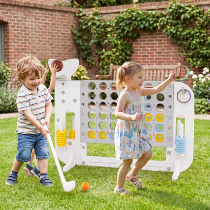 Giant 4-to-Score Game Set Jumbo Connect Four Game with Ring-toss-Gray - Gray - Lawn Games