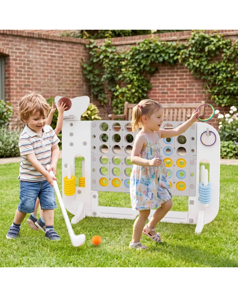 Giant 4-to-Score Game Set Jumbo Connect Four Game with Ring-toss-Gray - Gray - Lawn Games