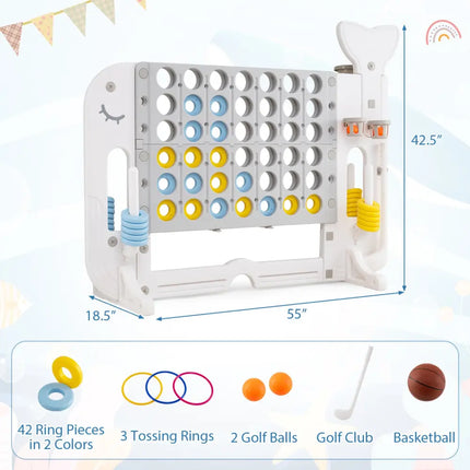 Giant 4-to-Score Game Set Jumbo Connect Four Game with Ring-toss-Gray - Gray - Lawn Games