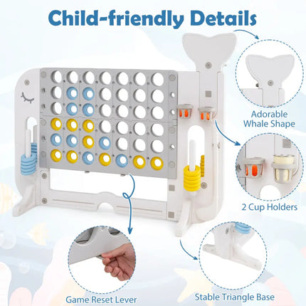 Giant 4-to-Score Game Set Jumbo Connect Four Game with Ring-toss-Gray - Gray - Lawn Games