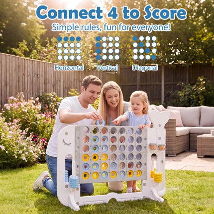 Giant 4-to-Score Game Set Jumbo Connect Four Game with Ring-toss-Gray - Gray - Lawn Games