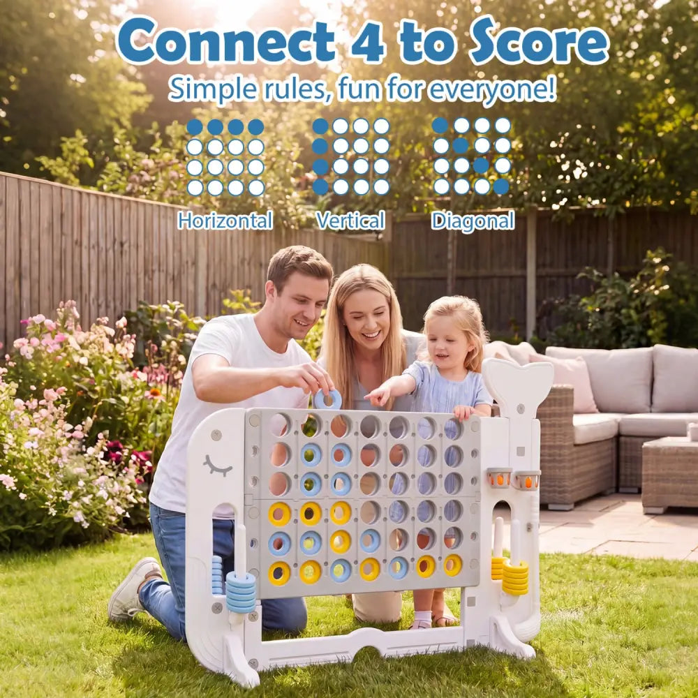 Giant 4-to-Score Game Set Jumbo Connect Four Game with Ring-toss-Gray - Gray - Lawn Games