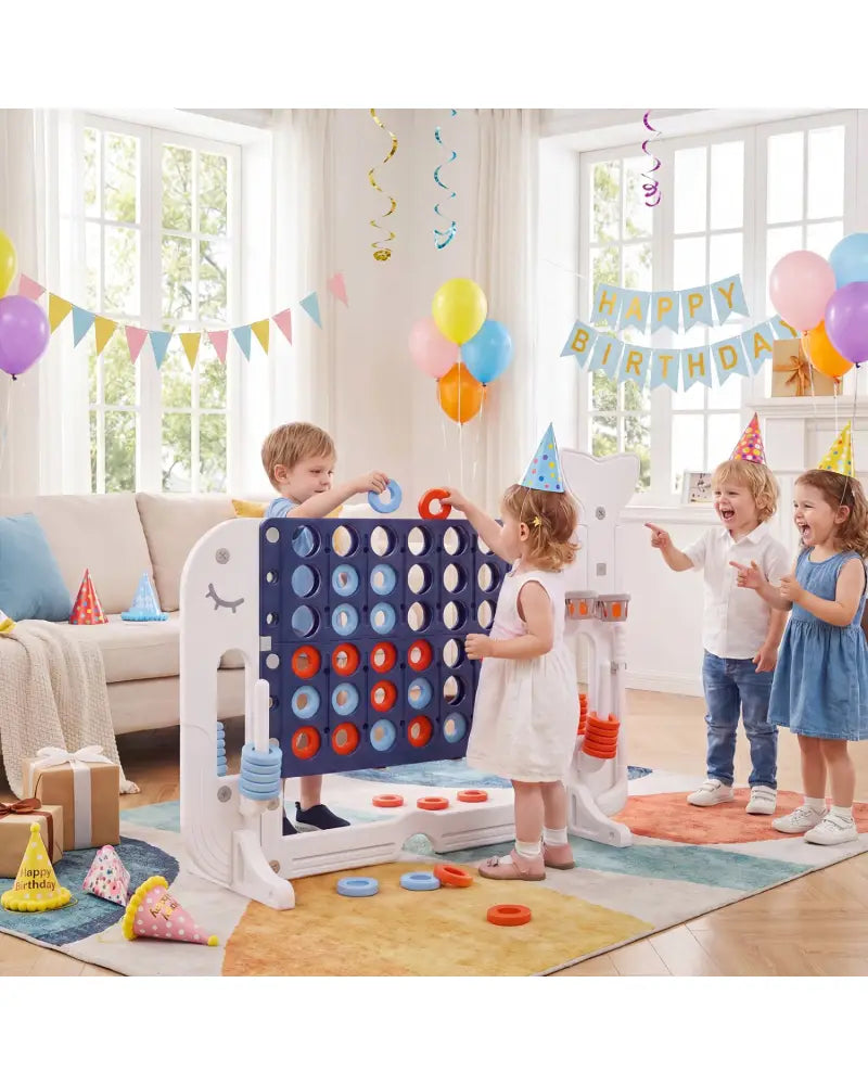 Giant 4-to-Score Game Set Jumbo Connect Four Game with Ring-toss-Navy - Navy - Lawn Games