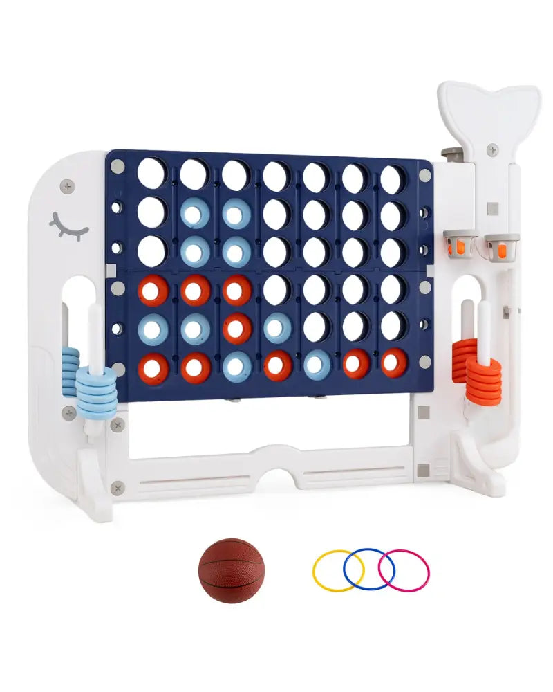 Giant 4-to-Score Game Set Jumbo Connect Four Game with Ring-toss-Navy - Navy - Lawn Games