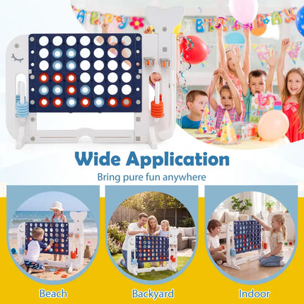 Giant 4-to-Score Game Set Jumbo Connect Four Game with Ring-toss-Navy - Navy - Lawn Games