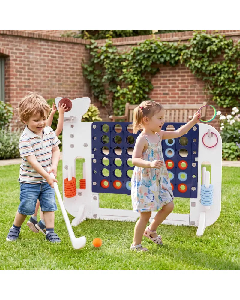 Giant 4-to-Score Game Set Jumbo Connect Four Game with Ring-toss-Navy - Navy - Lawn Games