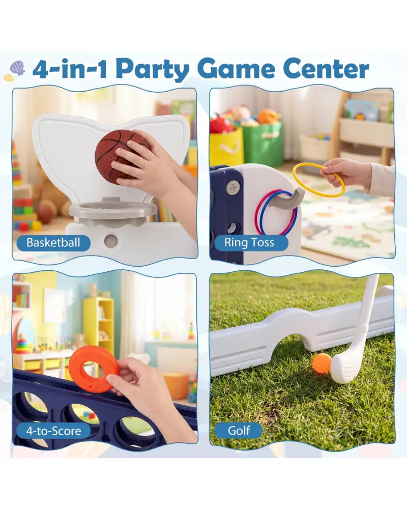 Giant 4-to-Score Game Set Jumbo Connect Four Game with Ring-toss-Navy - Navy - Lawn Games