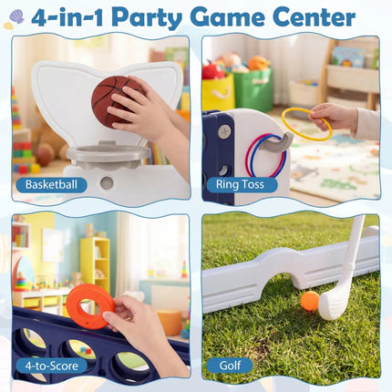Giant 4-to-Score Game Set Jumbo Connect Four Game with Ring-toss-Navy - Navy - Lawn Games