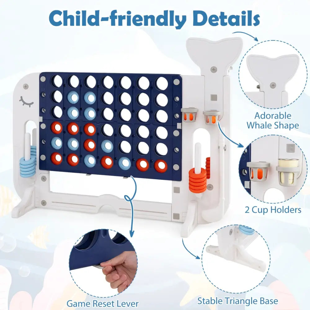 Giant 4-to-Score Game Set Jumbo Connect Four Game with Ring-toss-Navy - Navy - Lawn Games