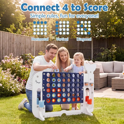 Giant 4-to-Score Game Set Jumbo Connect Four Game with Ring-toss-Navy - Navy - Lawn Games