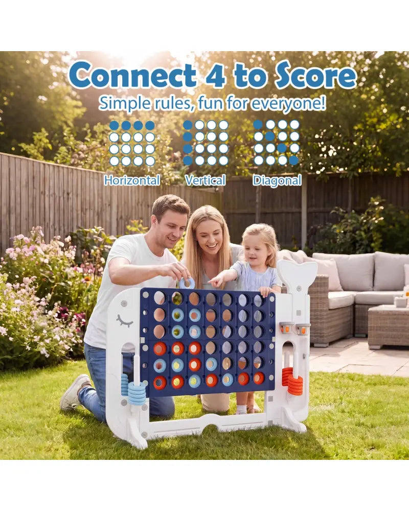 Giant 4-to-Score Game Set Jumbo Connect Four Game with Ring-toss-Navy - Navy - Lawn Games