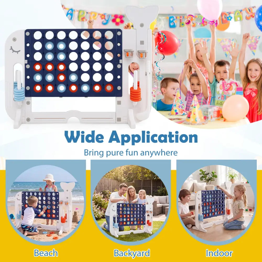 Giant 4-to-Score Game Set Jumbo Connect Four Game with Ring-toss-Navy - Navy - Lawn Games