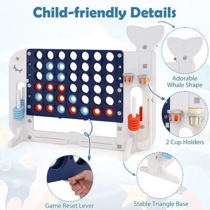 Giant 4-to-Score Game Set Jumbo Connect Four Game with Ring-toss-Navy - Navy - Lawn Games