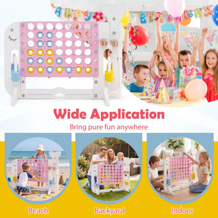Giant 4-to-Score Game Set Jumbo Connect Four Game with Ring-toss-Pink - Pink - Lawn Games