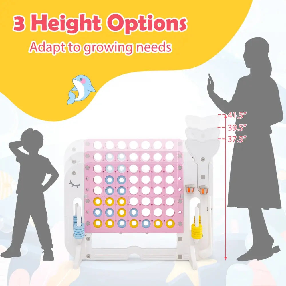 Giant 4-to-Score Game Set Jumbo Connect Four Game with Ring-toss-Pink - Pink - Lawn Games