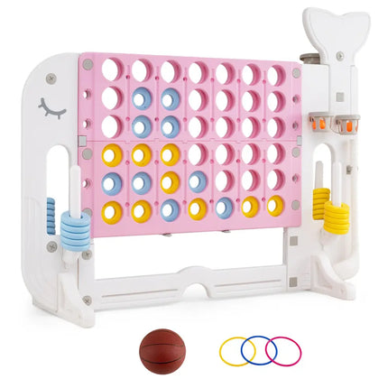 Giant 4-to-Score Game Set Jumbo Connect Four Game with Ring-toss-Pink - Pink - Lawn Games