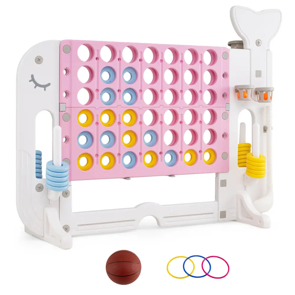 Giant 4-to-Score Game Set Jumbo Connect Four Game with Ring-toss-Pink - Pink - Lawn Games