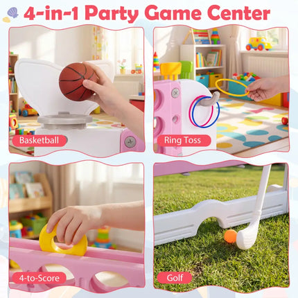 Giant 4-to-Score Game Set Jumbo Connect Four Game with Ring-toss-Pink - Pink - Lawn Games