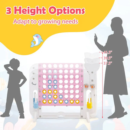 Giant 4-to-Score Game Set Jumbo Connect Four Game with Ring-toss-Pink - Pink - Lawn Games