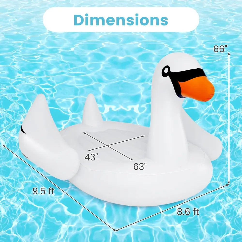 Giant Inflatable Swan Floating Island 4-Person Pool Float with 4 Cups Holders - White - Swimming