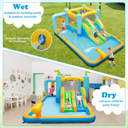 Giant Inflatable Water Slide for Backyard Kids Aged 3-10 Years with 735W Blower - Inflatable Water Slides