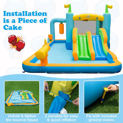 Giant Inflatable Water Slide for Backyard Kids Aged 3-10 Years with 735W Blower - Inflatable Water Slides