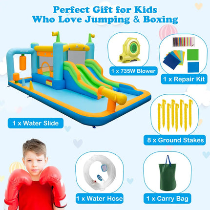Giant Inflatable Water Slide for Backyard Kids Aged 3-10 Years with 735W Blower - Inflatable Water Slides