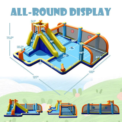 Giant Soccer Themed Inflatable Water Slide Bouncer with Splash Pool without Blower - Inflatable Water Slides