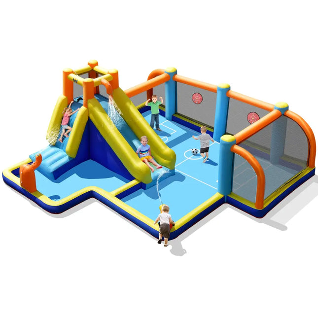 Giant Soccer Themed Inflatable Water Slide Bouncer with Splash Pool without Blower - Inflatable Water Slides