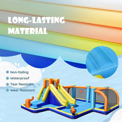 Giant Soccer Themed Inflatable Water Slide Bouncer with Splash Pool without Blower - Inflatable Water Slides