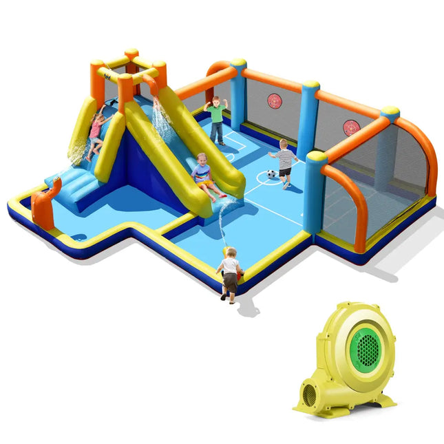 Giant Soccer-Themed Inflatable Water Slide with 735W Blower - Inflatable Water Slides