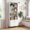 Giantex Bookshelf with Doors and 2 Anti-Tipping Kits for Home Office-White - White - Bookcases