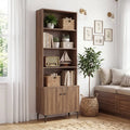Giantex Bookshelf with Doors and 2 Anti-Tipping Kits for Home Office-Walnut - Walnut - Bookcases