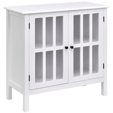 Glass Door Sideboard Console Storage Buffet Cabinet - White - Sideboards Cabinets & Buffets