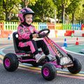 Go Kart for Kids 4 Wheels Pedal with Adjustable Seat and Multi-Terrain Wheels-Pink - Pink - Push & Pedal Ride On Toys