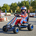 Go Kart for Kids 4 Wheels Pedal with Adjustable Seat and Multi-Terrain Wheels-Blue - Blue - Push & Pedal Ride On Toys