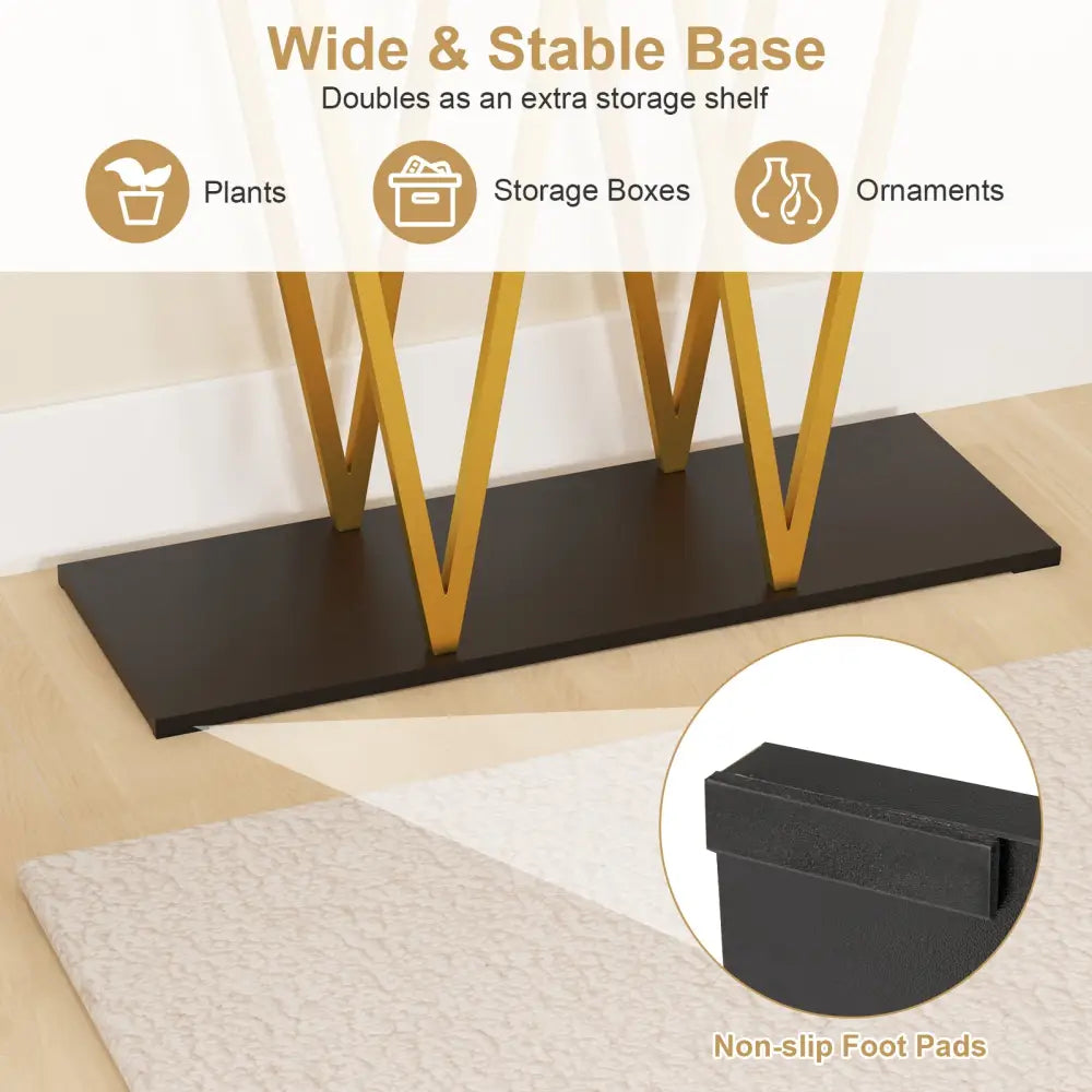 Gold Entryway Table 40 Inch Modern Console Table with Faux Marble Table and Metal Frame-White - White - Console Tables
