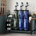 Golf Bag Organizer 3 Golf Bag Stand with Lockable Wheels and Hooks-Black - Black - Golf