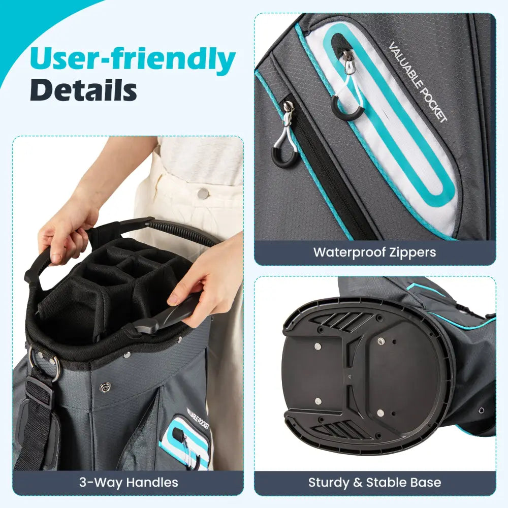 Golf Cart Bag Lightweight Portable Golf Club Organizer Bag-Gray - Gray - Golf