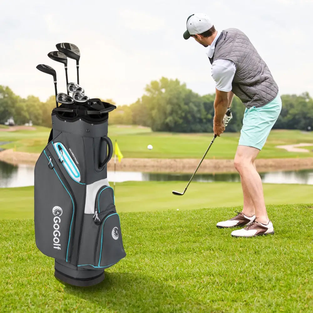 Golf Cart Bag Lightweight Portable Golf Club Organizer Bag-Gray - Gray - Golf
