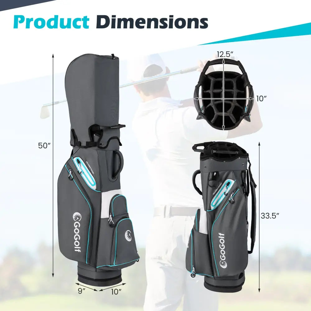 Golf Cart Bag Lightweight Portable Golf Club Organizer Bag-Gray - Gray - Golf