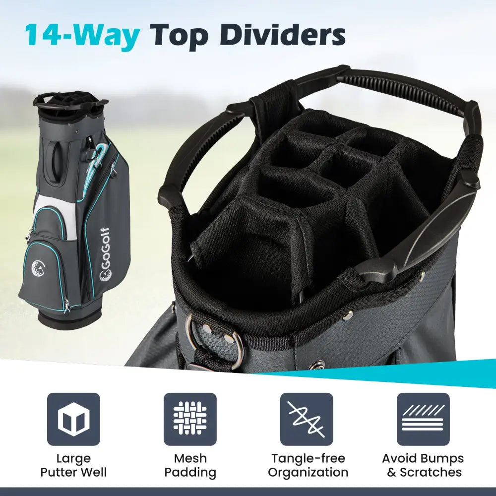 Golf Cart Bag Lightweight Portable Golf Club Organizer Bag-Gray - Gray - Golf