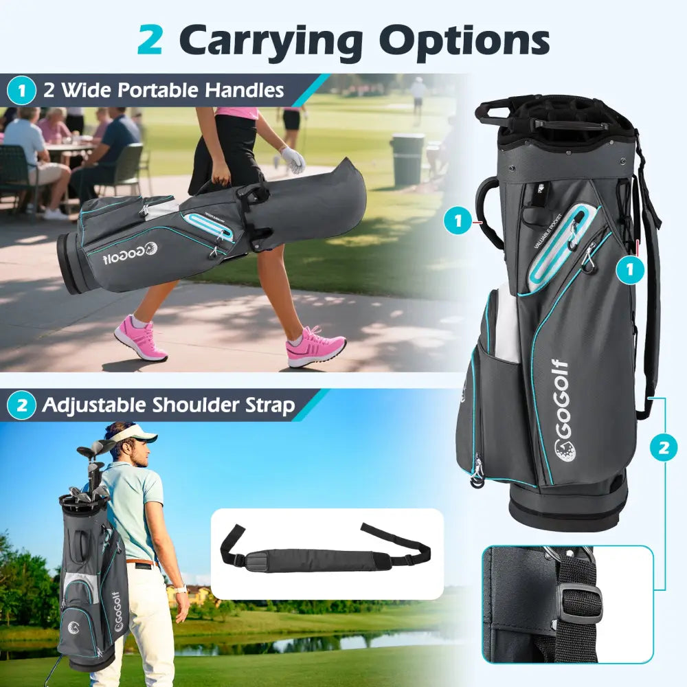 Golf Cart Bag Lightweight Portable Golf Club Organizer Bag-Gray - Gray - Golf