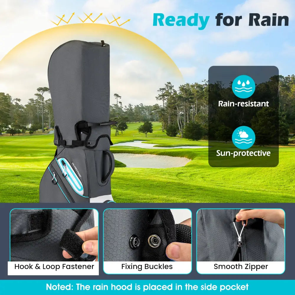 Golf Cart Bag Lightweight Portable Golf Club Organizer Bag-Gray - Gray - Golf